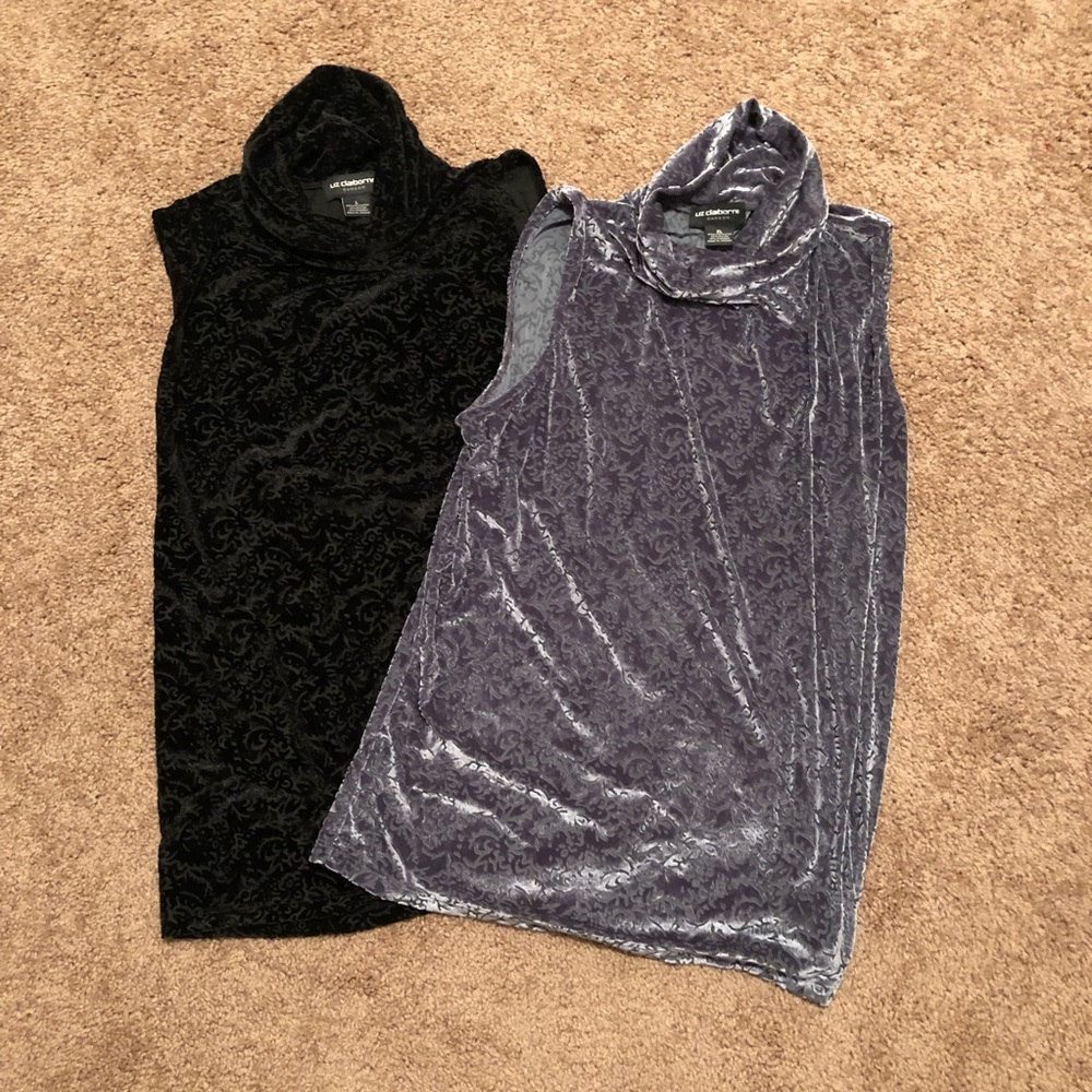 Velvet Turtle Neck Sleeveless Shirt